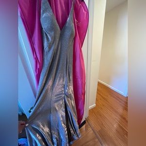 Light brown shimmering prom dress